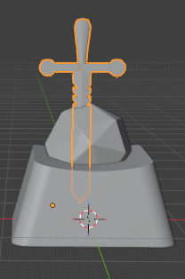 a button in the shape of a sword stuck in a stone