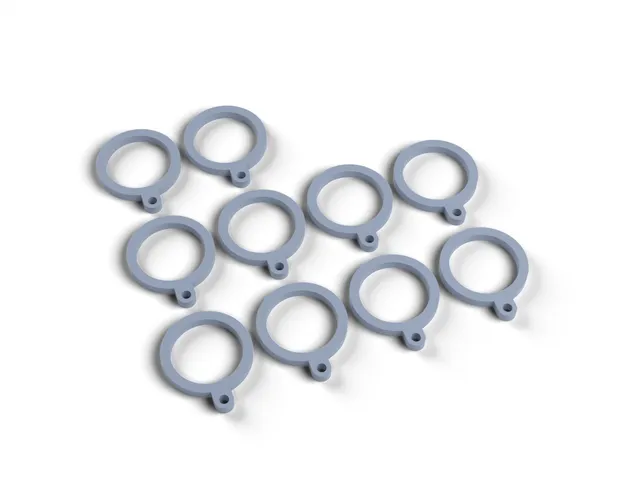 Curtain Pole Rings - Set of 10 Rings with Hook Eyelets, Custom Pole Size, No Supports (OpenSCAD)