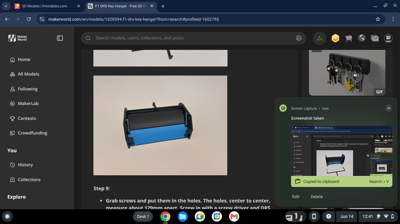 Miniatura 4 do modelo 3D F1 DRS Key hanger