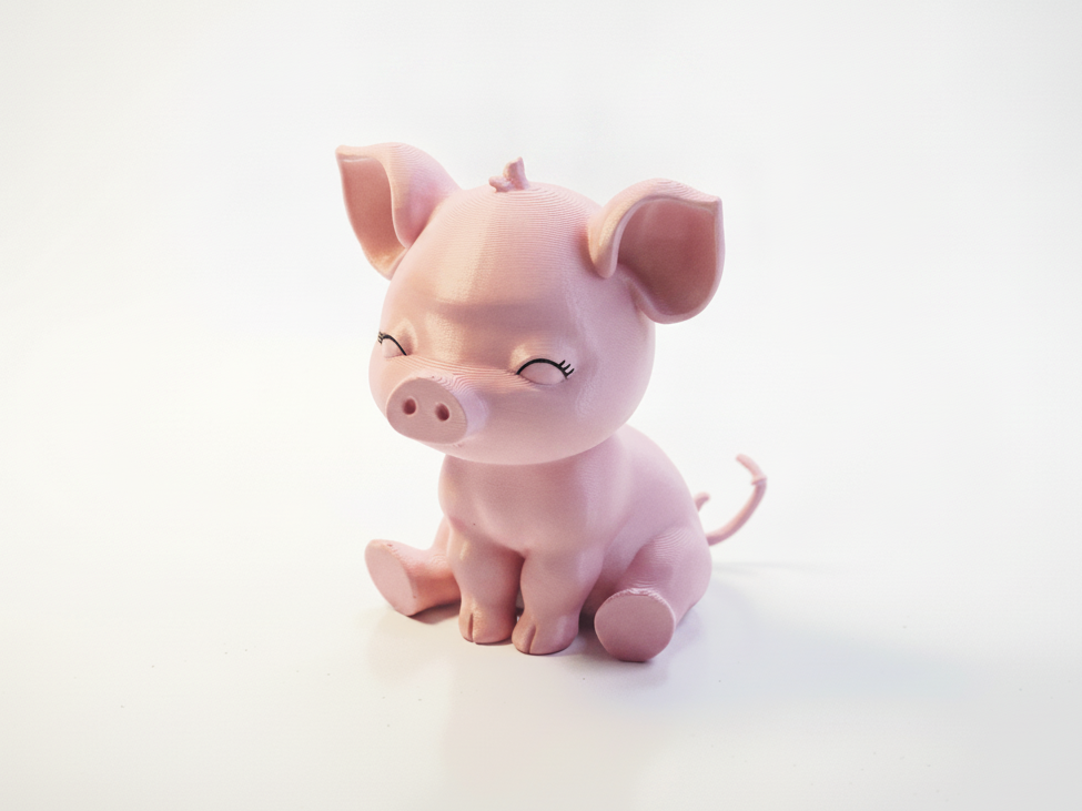 Chibi Piggy Sitting Figurine Cute 3D Printable