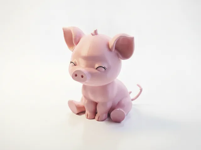 Chibi Piggy Sitting Figurine Cute 3D Printable