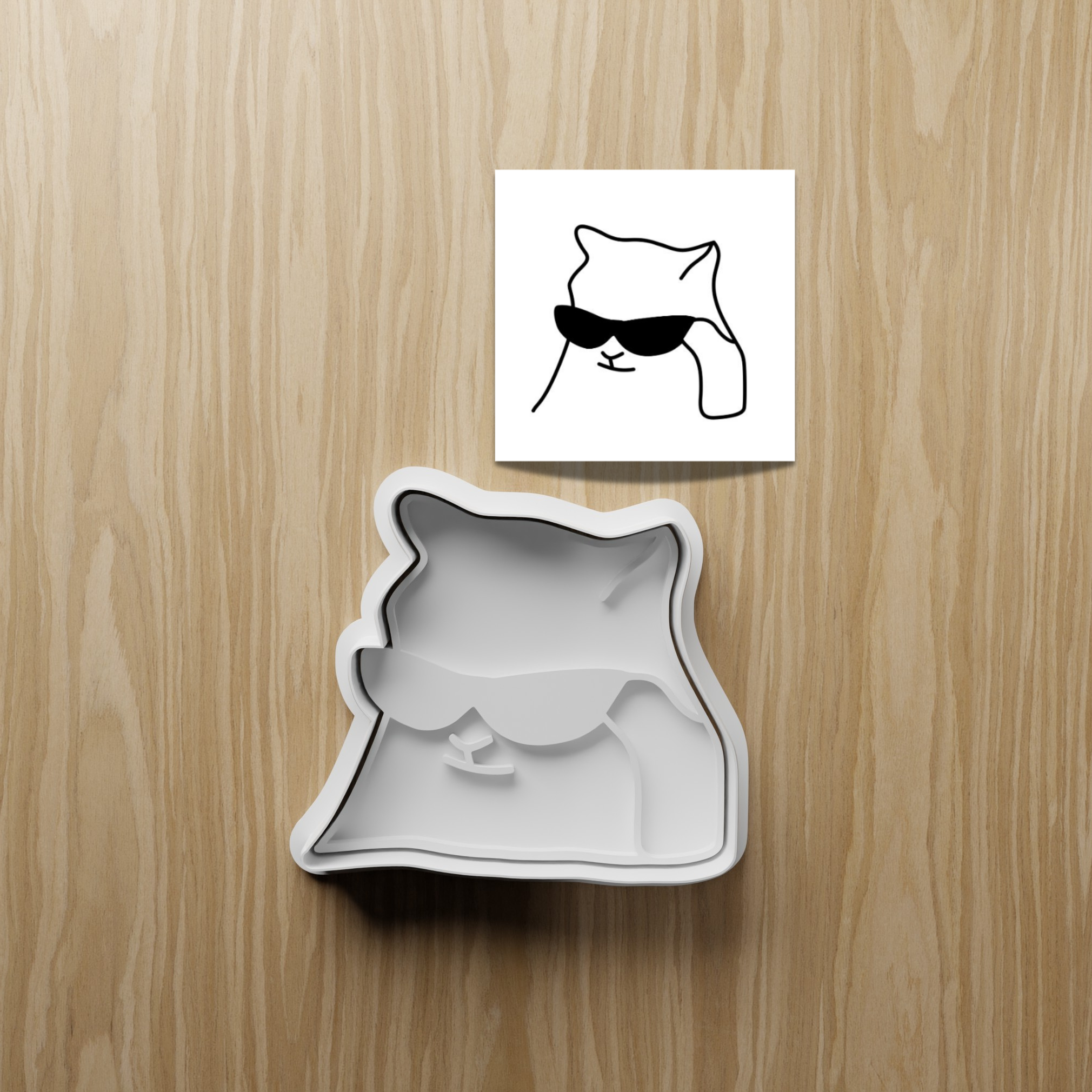 Cool Cat Cookie Cutter STL, Cat With Sunglasses, Digital Download for 3D Printing