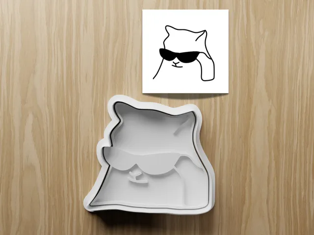Cool Cat Cookie Cutter STL, Cat With Sunglasses, Digital Download for 3D Printing