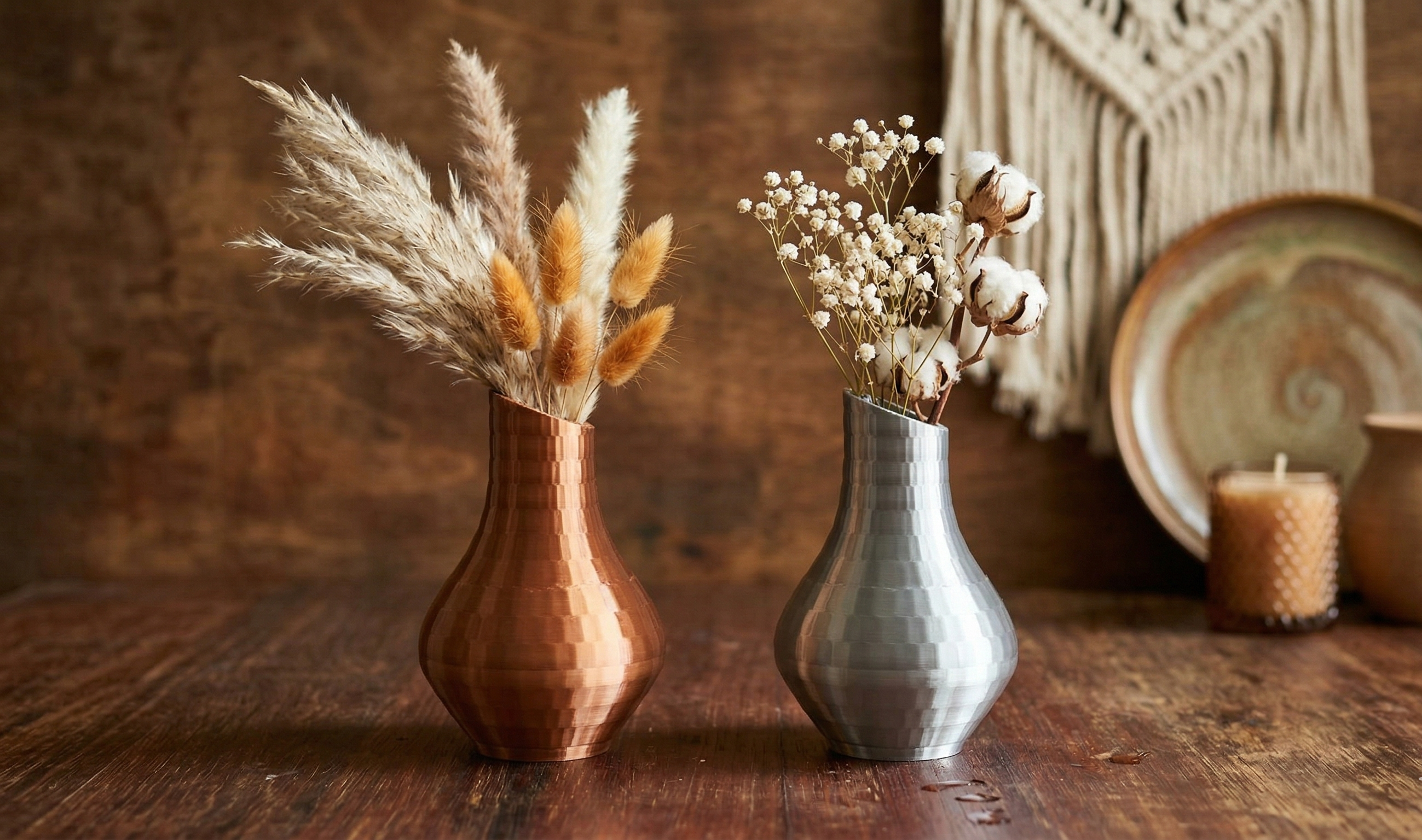 Modern Faceted Metallic Boho Vase