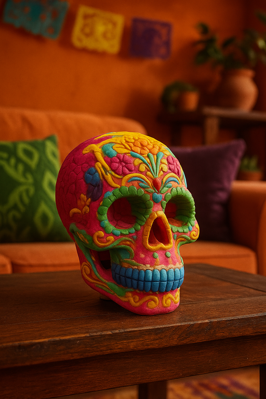 Multicolor Sugar Skull – Decorated Calavera for Día de los Muertos
