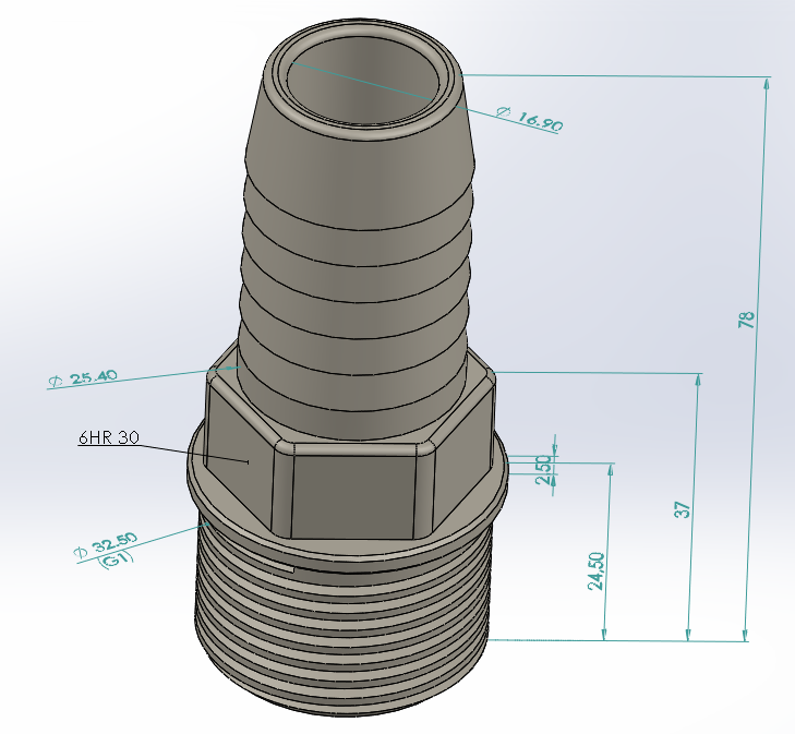 Hose Barb fitting with G1 Thread