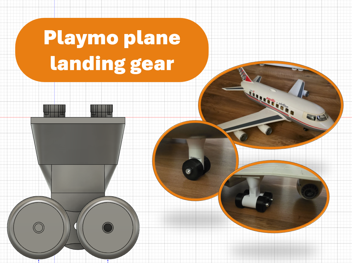 Landing gear for Playmo plane (Fusion 360 source INCLUDED)