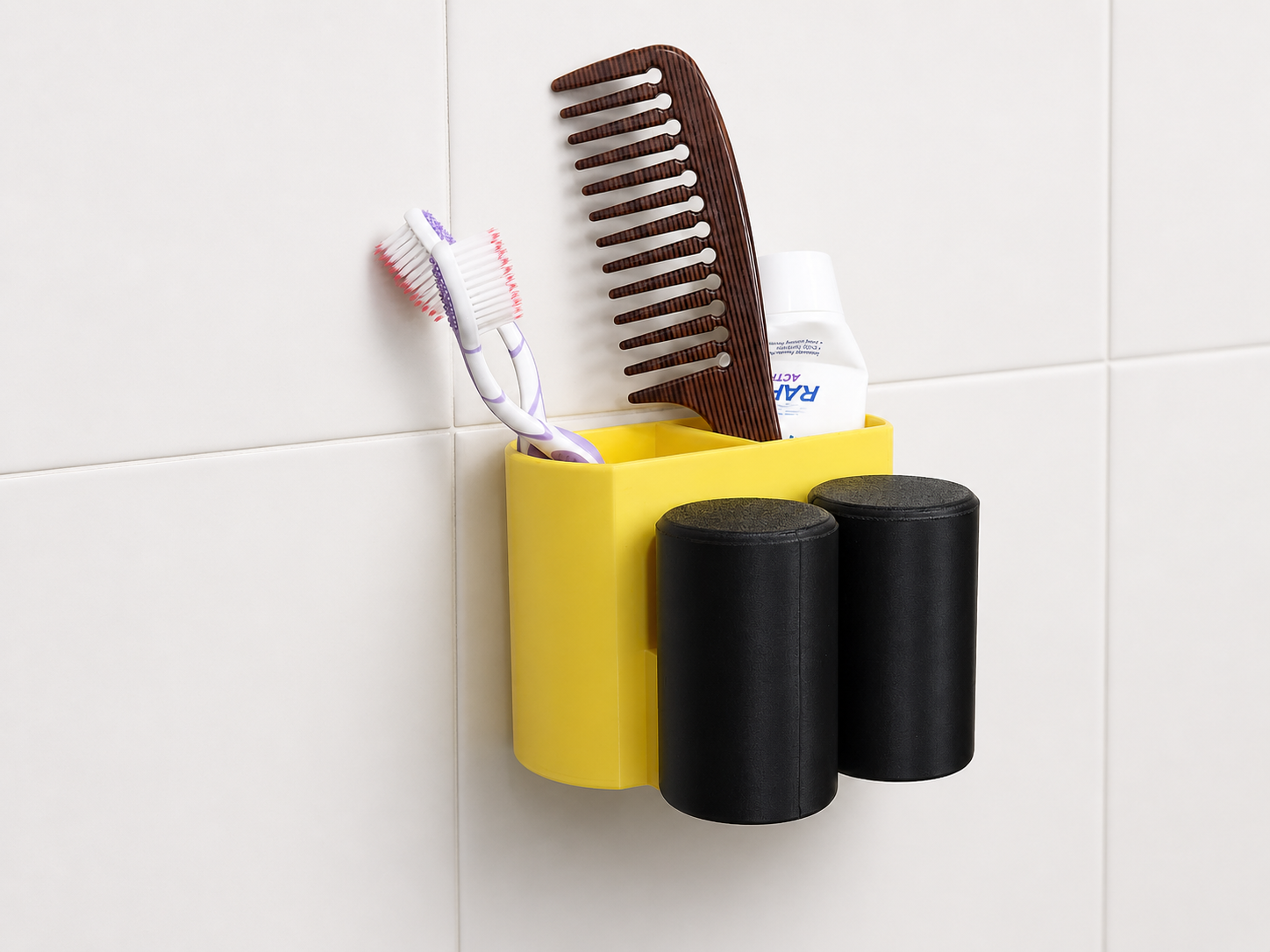 Wall Mounted Bathroom Organizer | Toothbrush, Comb & Accessories Holder