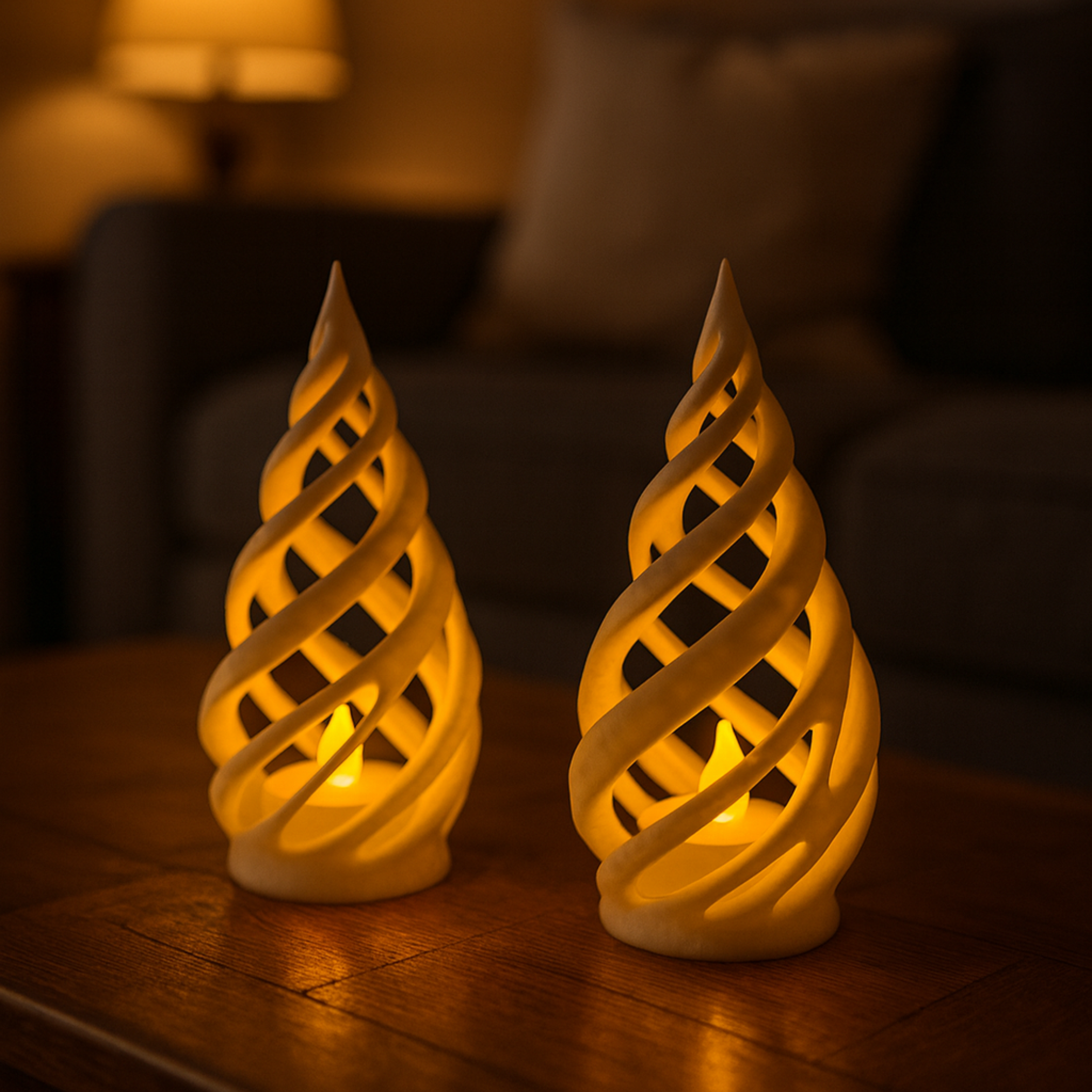 ABSTRACT SWIRL CHRISTMAS TREES / LED TEALIGHT TREE / CHRISTMAS DECOR / HOMEDECOR — miniatura 2