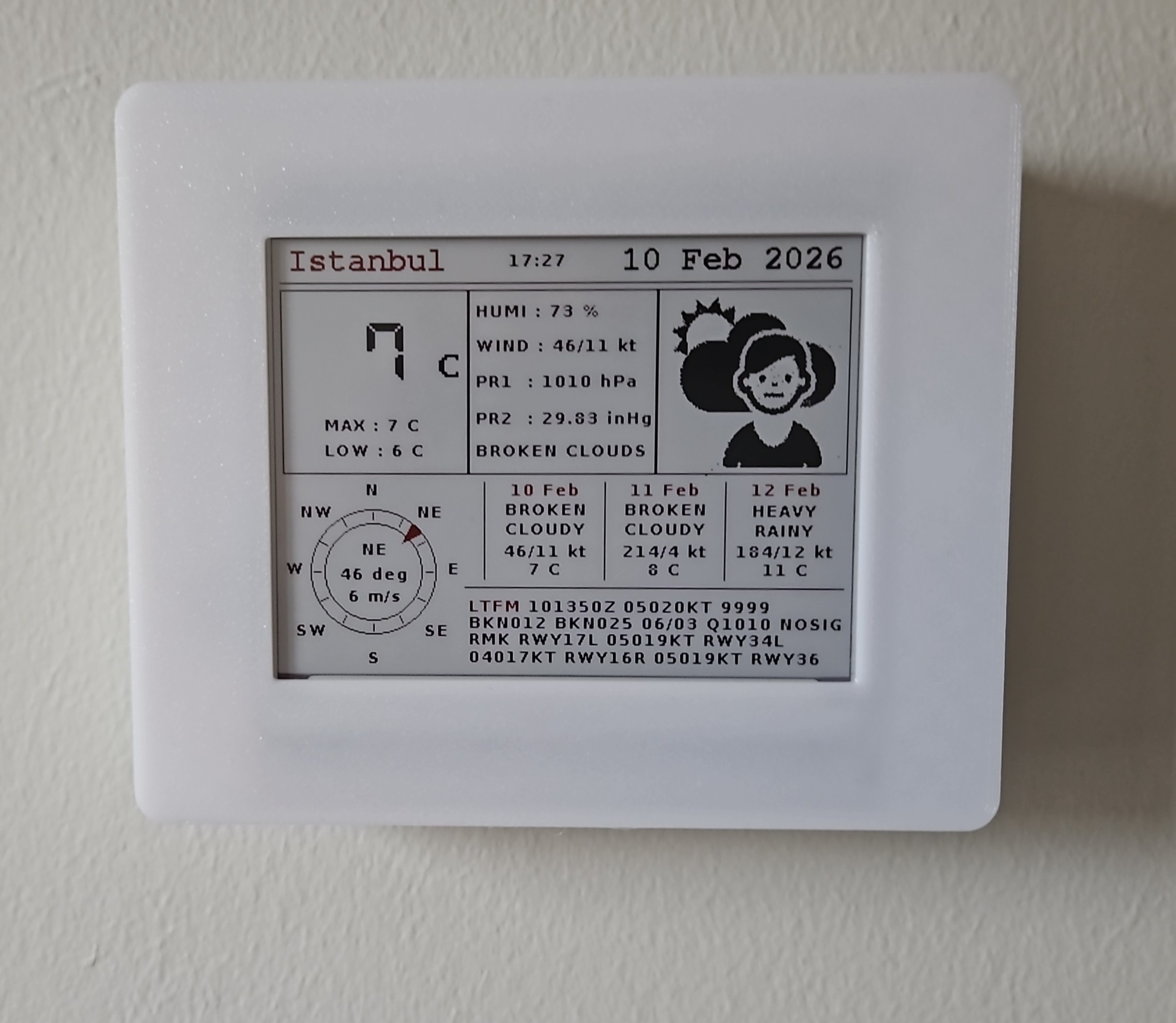 E-paper 4.2" weact Pilot Dashboard weather station epaper