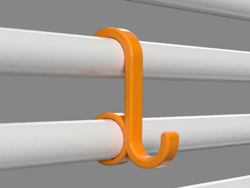 Snap-On Towel Rack Hook for 20mm Bars (40mm Spacing)