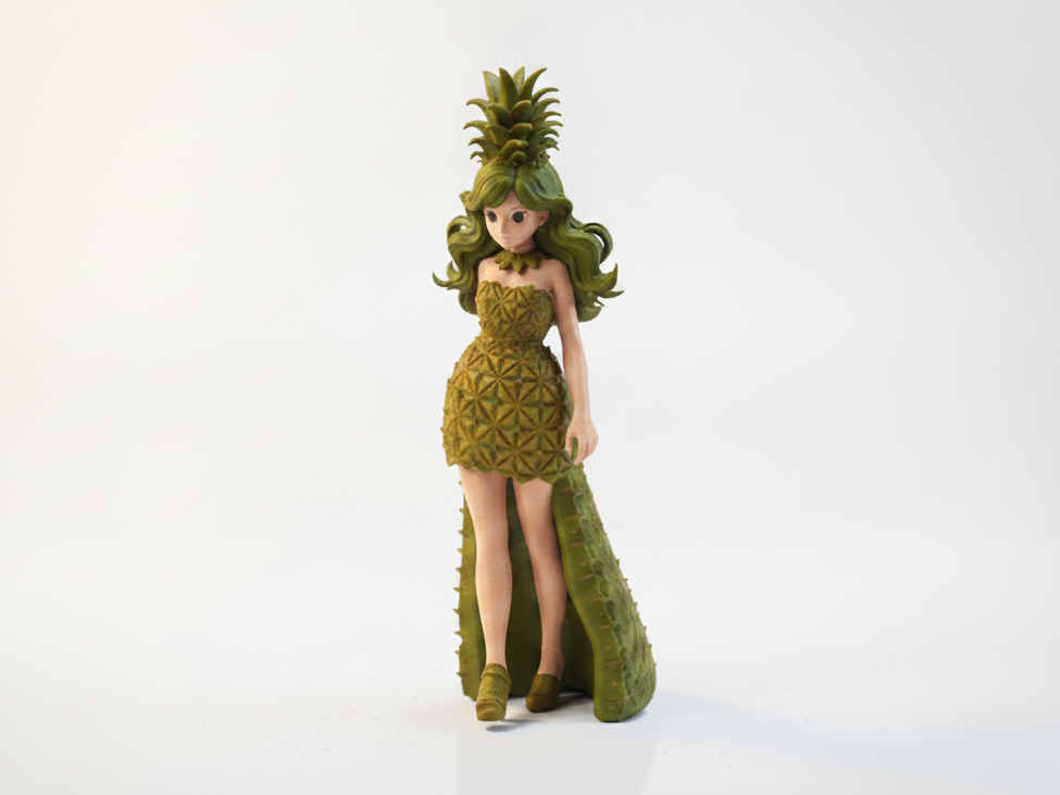 Pineapple Girl Fantasy Figurine Female 3D Printable