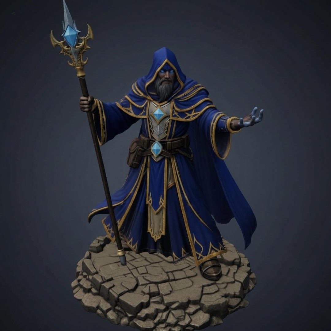 Bloodbound Realms – Human – Arcane High Mage (Dark Fantasy 3D Printable Miniature STL)