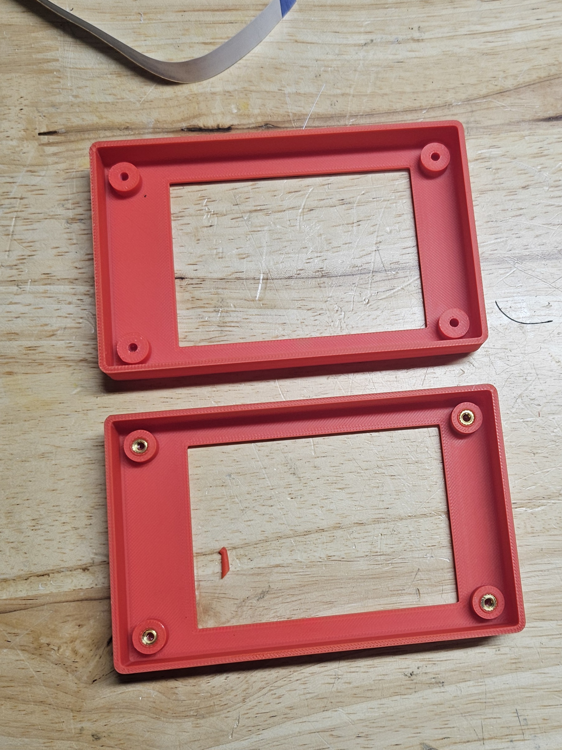 Case for MKS Pi-TS35 touch screen using heat set inserts for the front