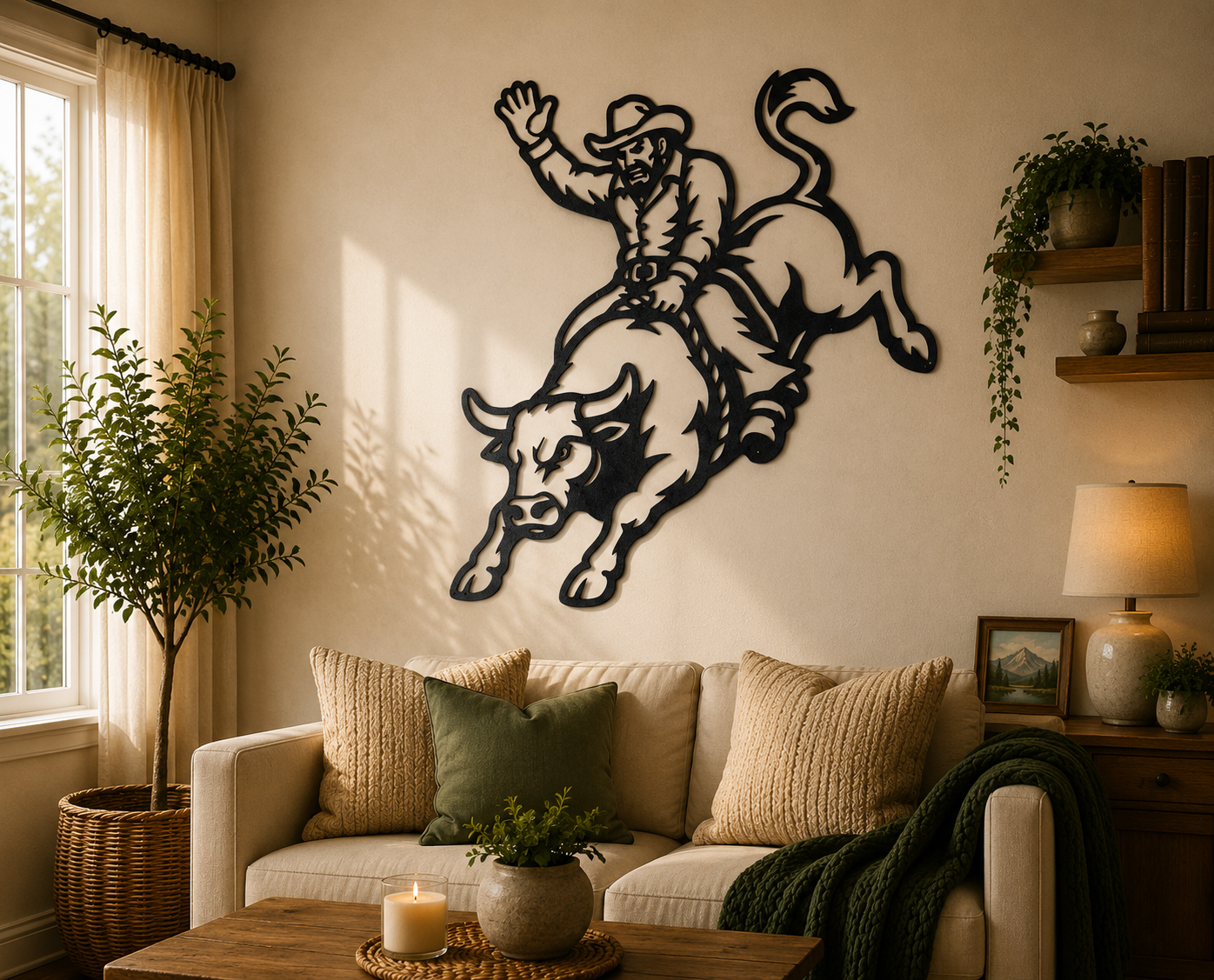 Cowboy Bull Rider 2D Wall Art