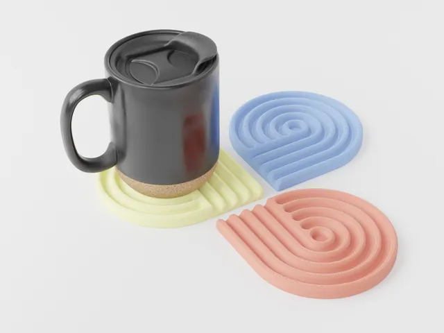Looped Coffee Coaster – Modern Drinks Coaster, Easy Print