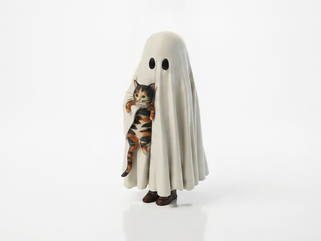 Cat And Ghost Figurine Animals Collectible 3D Printable