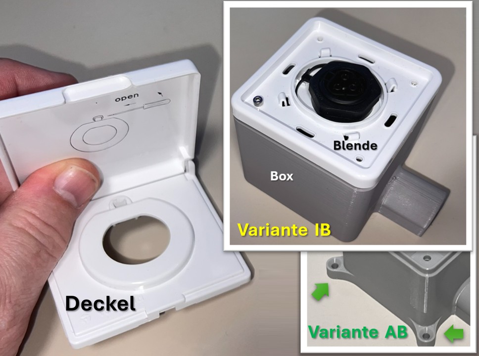 Aufputzdose kompatibel mit Wieland Einbaurahmen für Einspeisesteckdose der RST-Serie