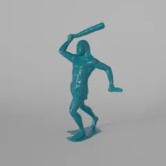 Attacking Neanderthal Action Figure Statue 3D Scan