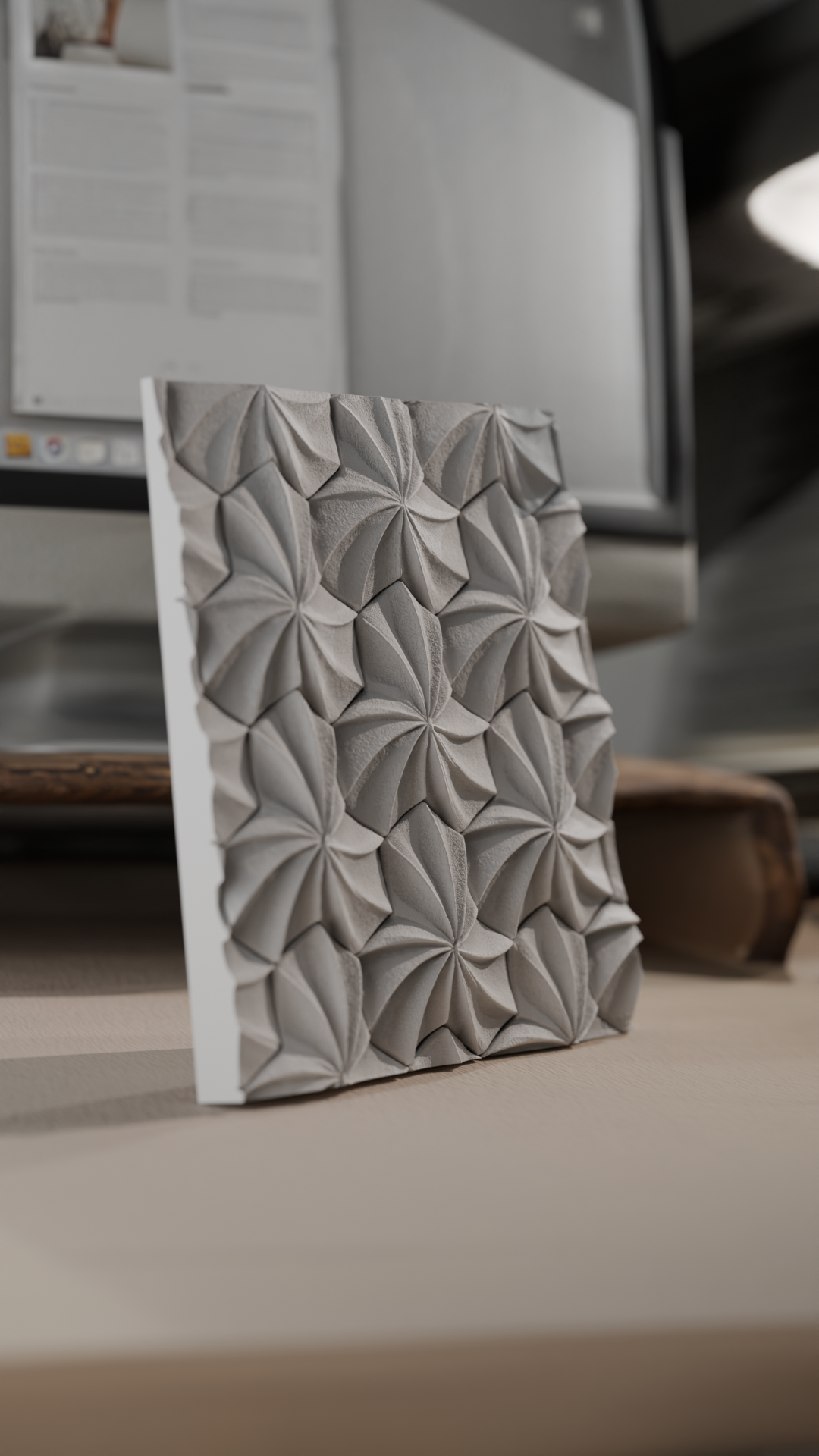 Parametric Floral Star Relief - Geometric Origami Wall Art