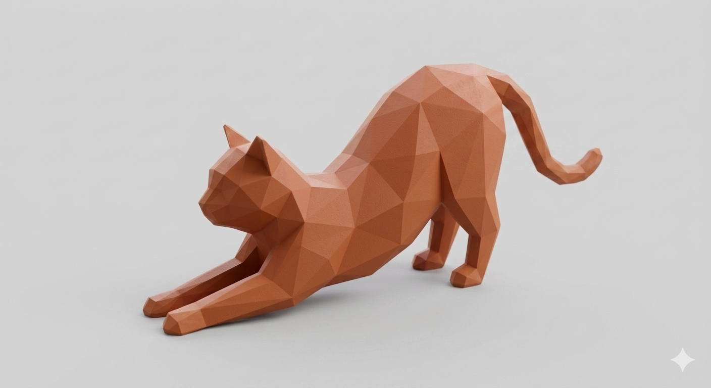 Low poly stretching cat!!