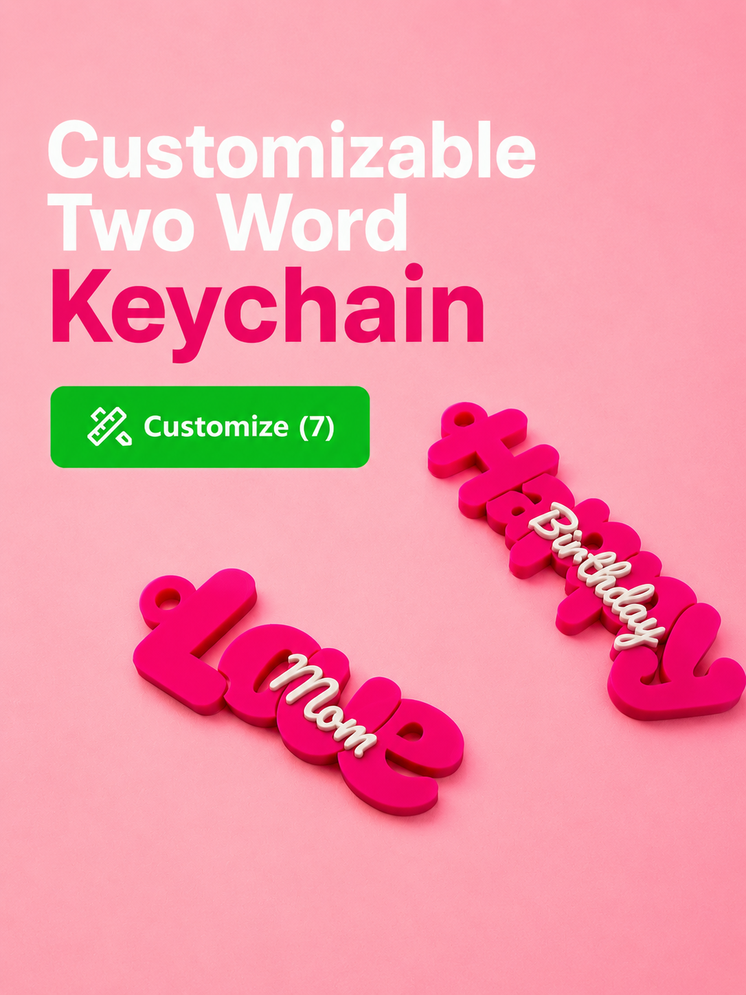 Customizable Two Word Keychain