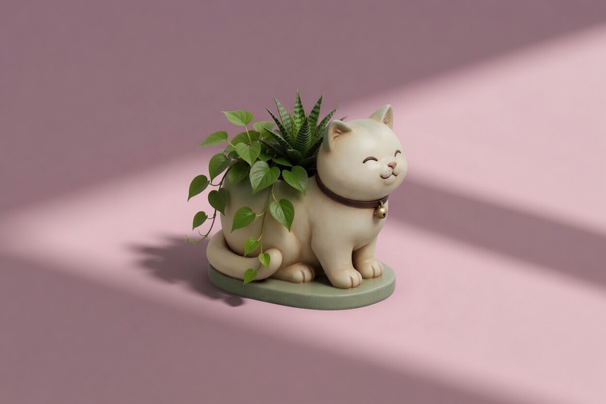 Miniatura 3 do modelo 3D Cute Cat Planter