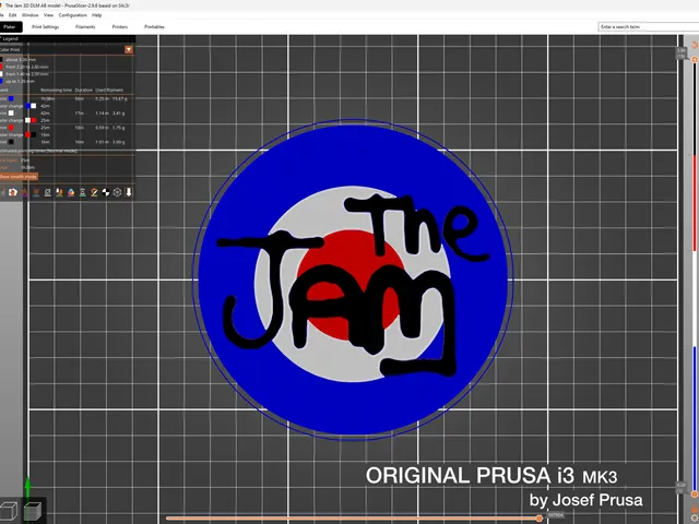 The Jam - band logo in 3D multi-colour for single filament print.