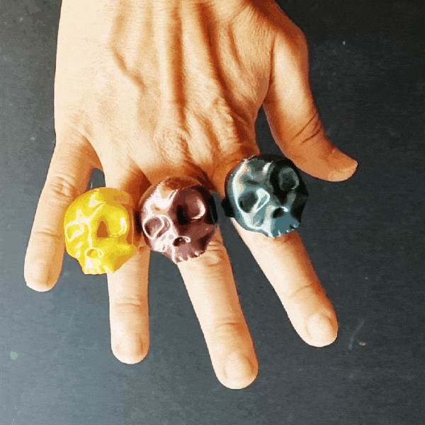 Fidget skull - Articulated Skull Ring and Keychain Set