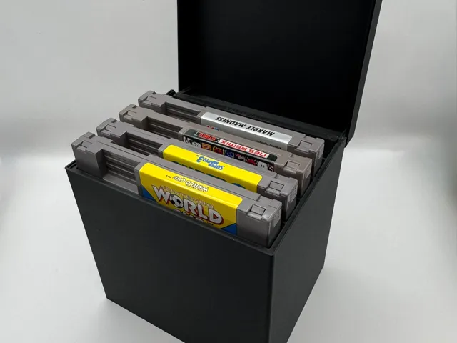 NES Cartridge Storage Box with Hinged Lid