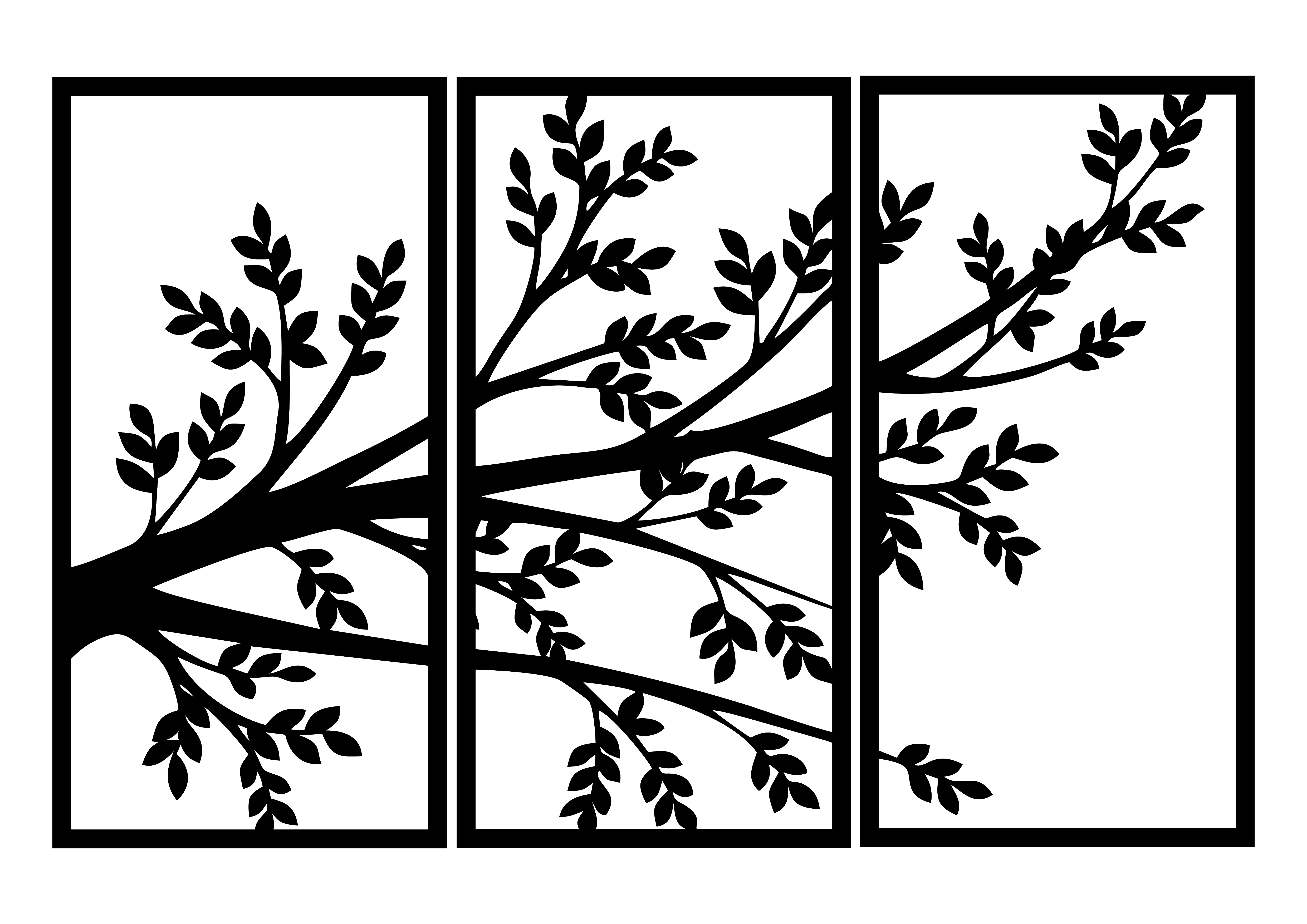 3 Panel Tree wall art home decor