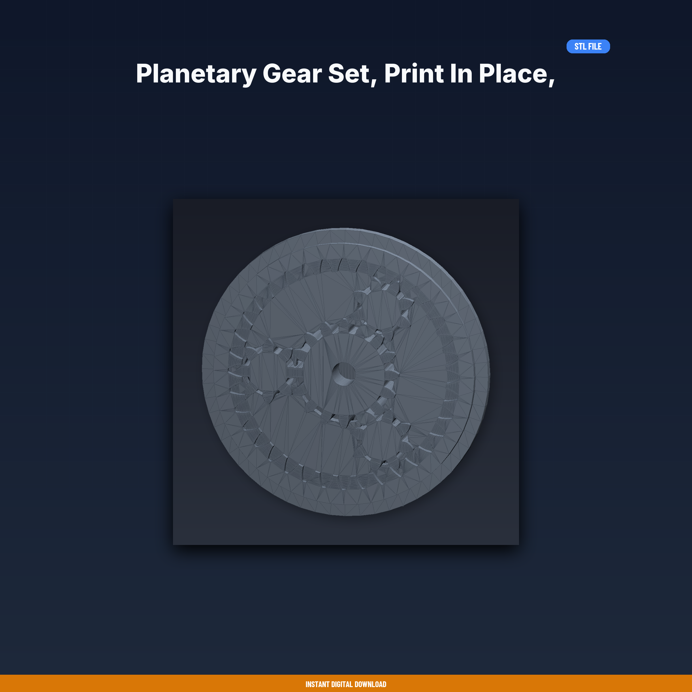 Planetary Gear Set, Print in Place, Sun Ring Planet Gears, STEM - 3D Printable STL File