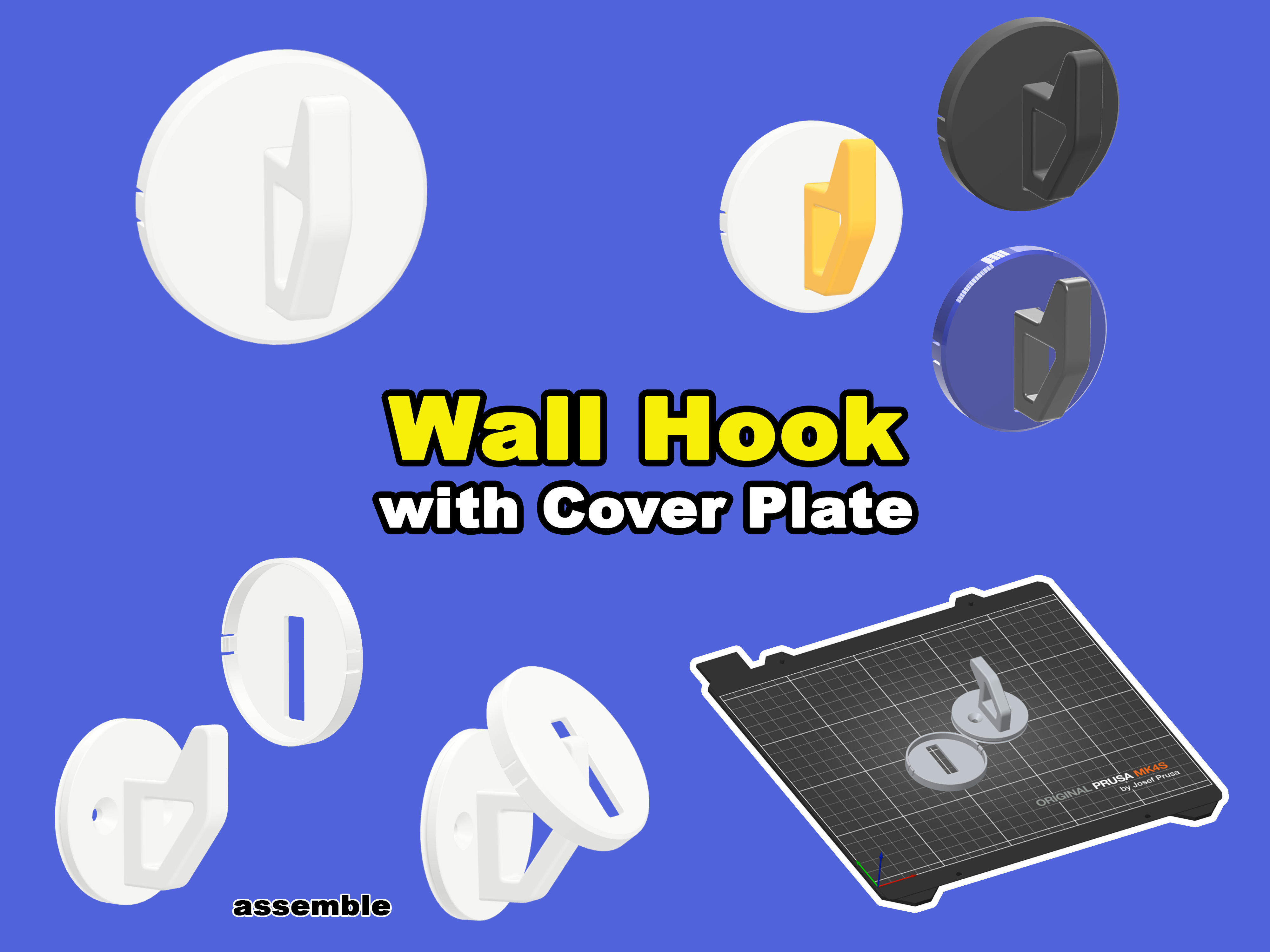 Wall Hook with Cover Plate 3D model