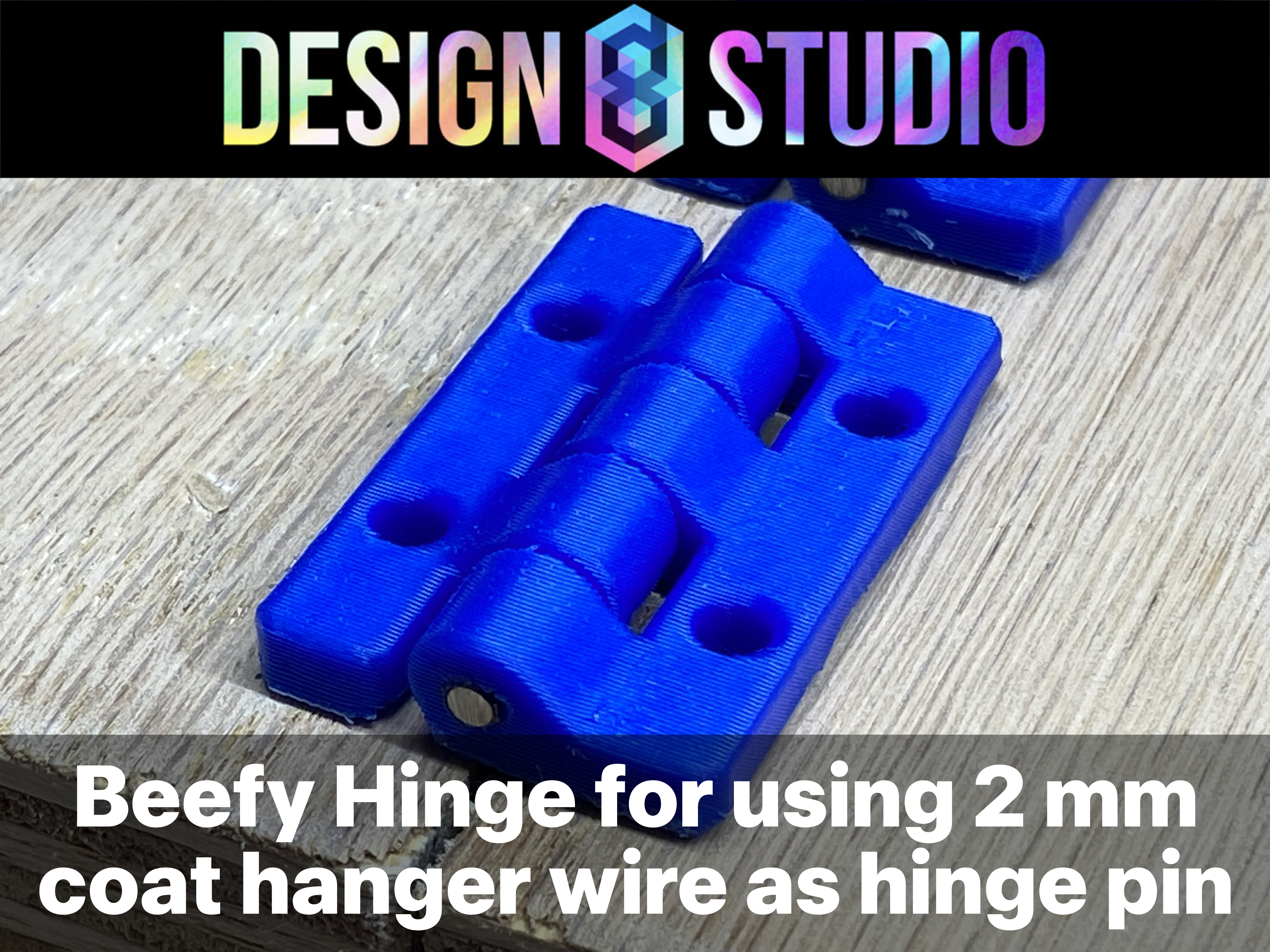 Beefy Simple Hinge by Design8Studio - for using 2mm coat hanger wire as the hinge pin