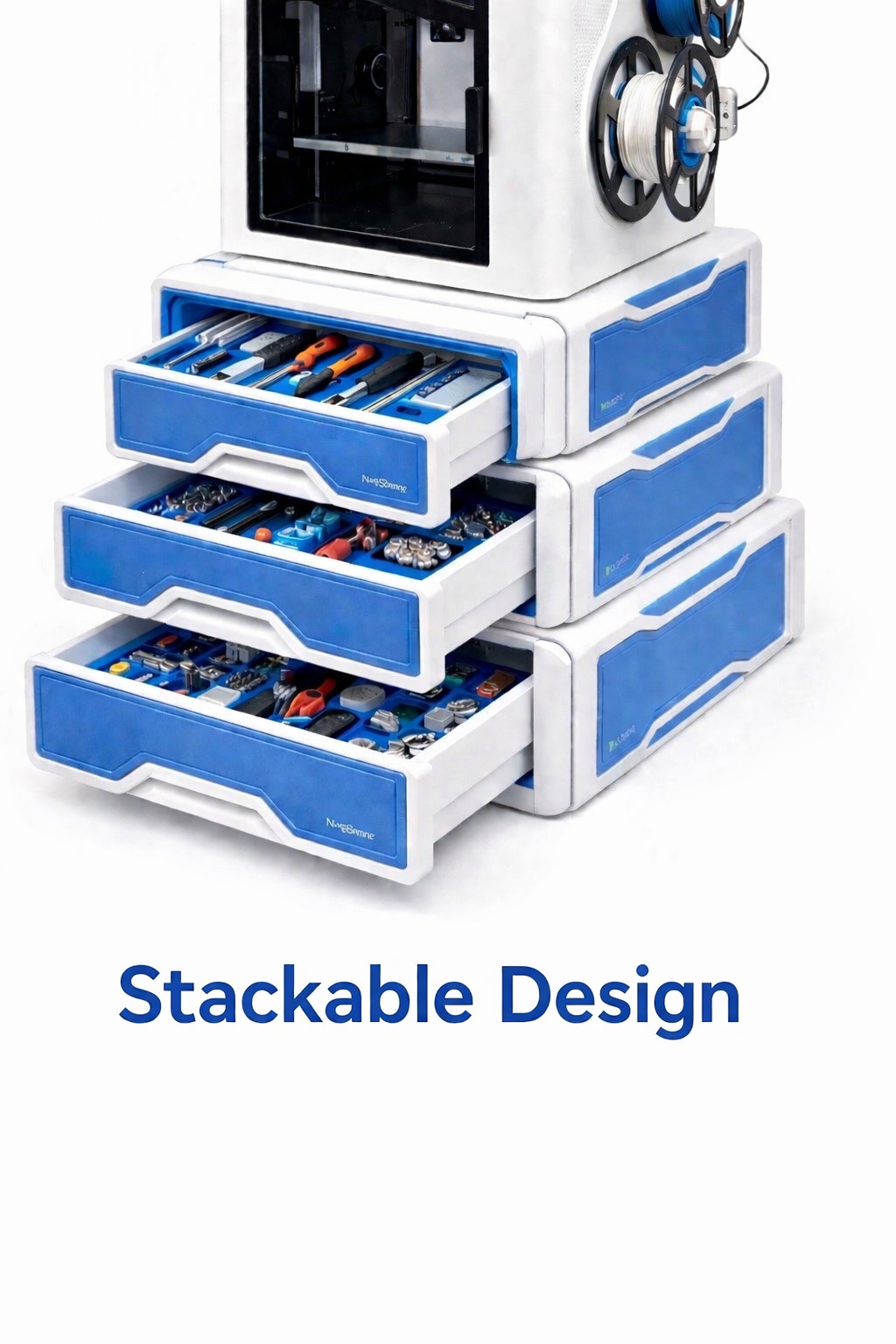 Universal Printer (and Snapmaker U1) Gridfinity Drawer System (Stackable, No Supports) N-Spire — thumbnail 2