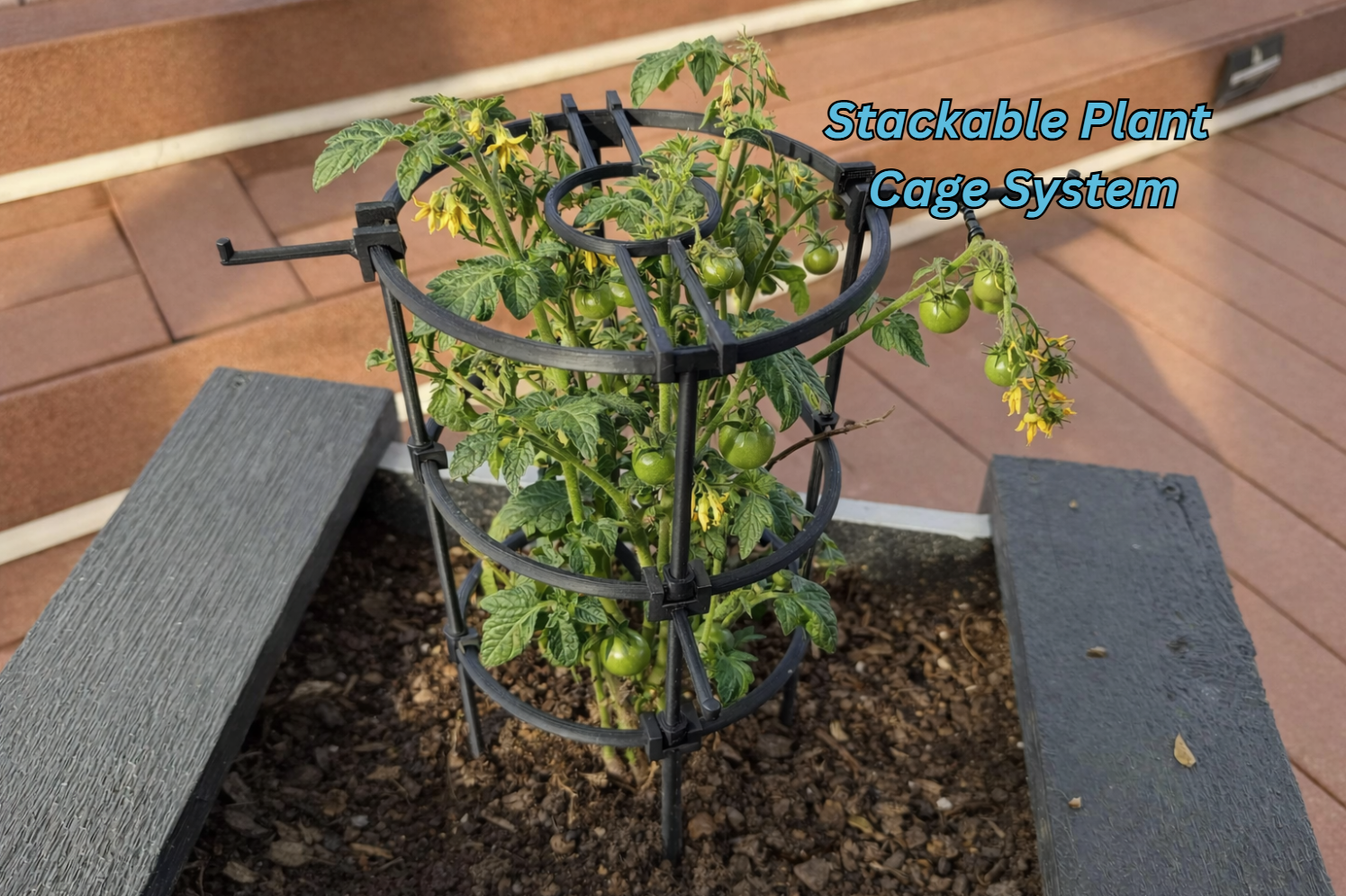 Modular Stackable Plant Cage System (160mm) + Clip-On Hooks + Stem Guider