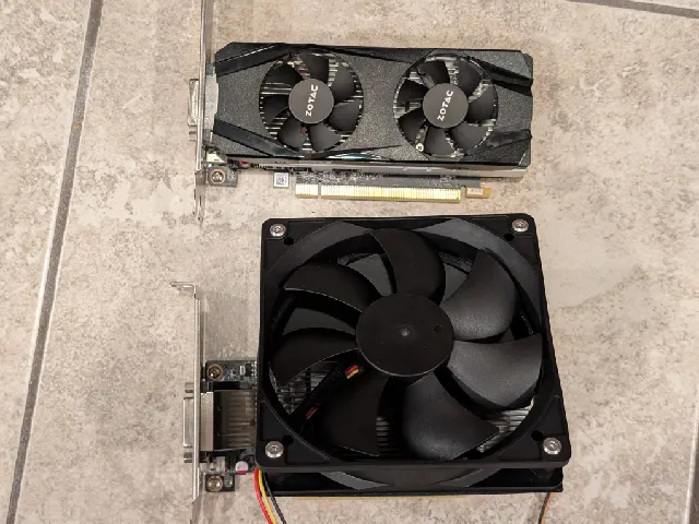 120mm Fan Duct for Zotac NVIDIA 1050Ti low profile video card