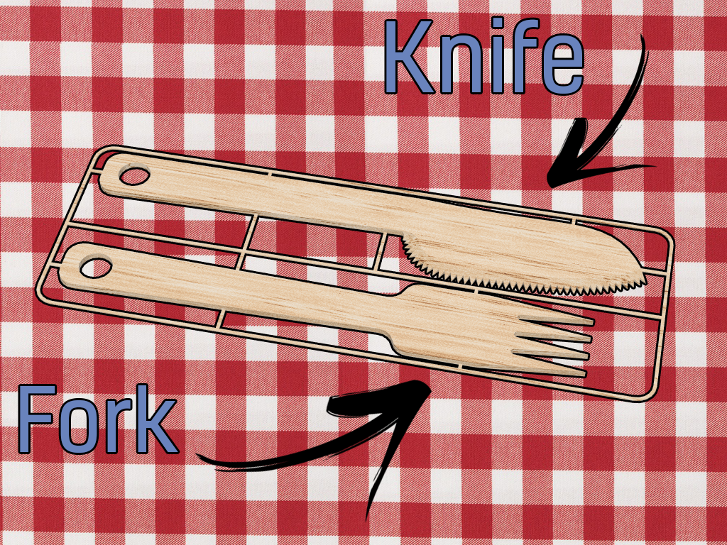 Compact Camping Cutlery Set (Knife + Fork) – Print-in-Place Frame