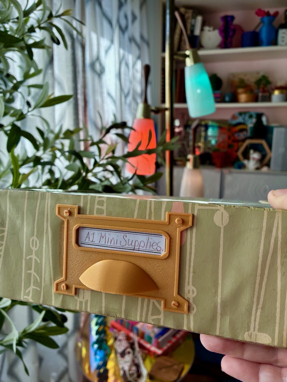 Vintage-style label plate/drawer pull (second version) for upcycling boxes — thumbnail 4