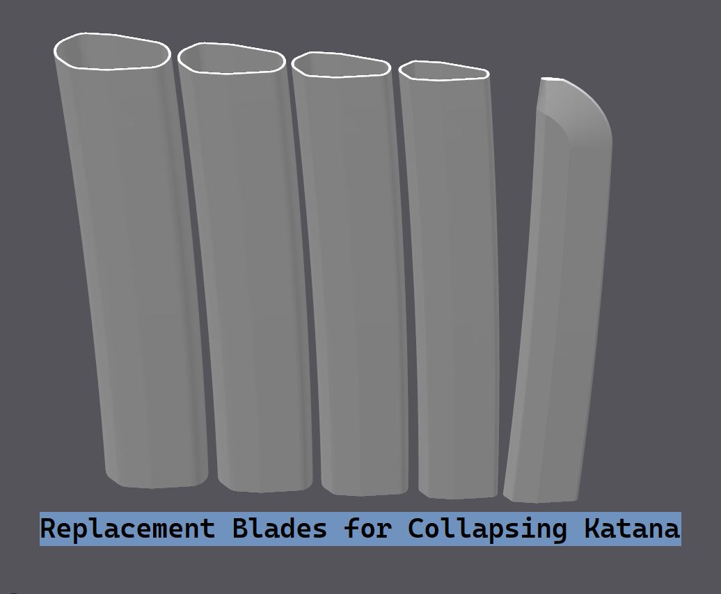Replaceable Curved Blades and Bodies for Collapsing Retractable Katana Rengoku Tanjiro