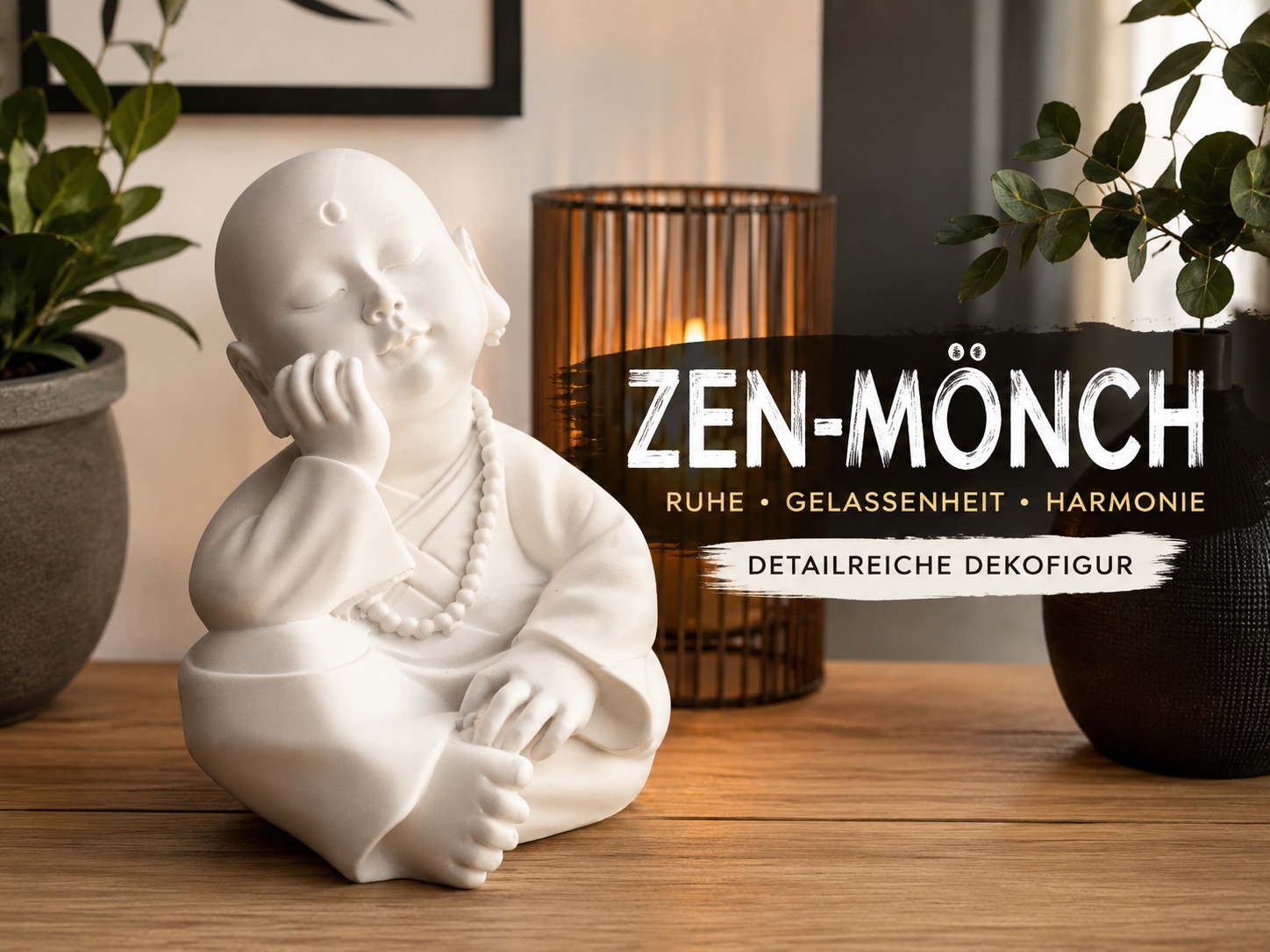 Entspannter Zen-Mönch – Nachdenkliche Dekofigur