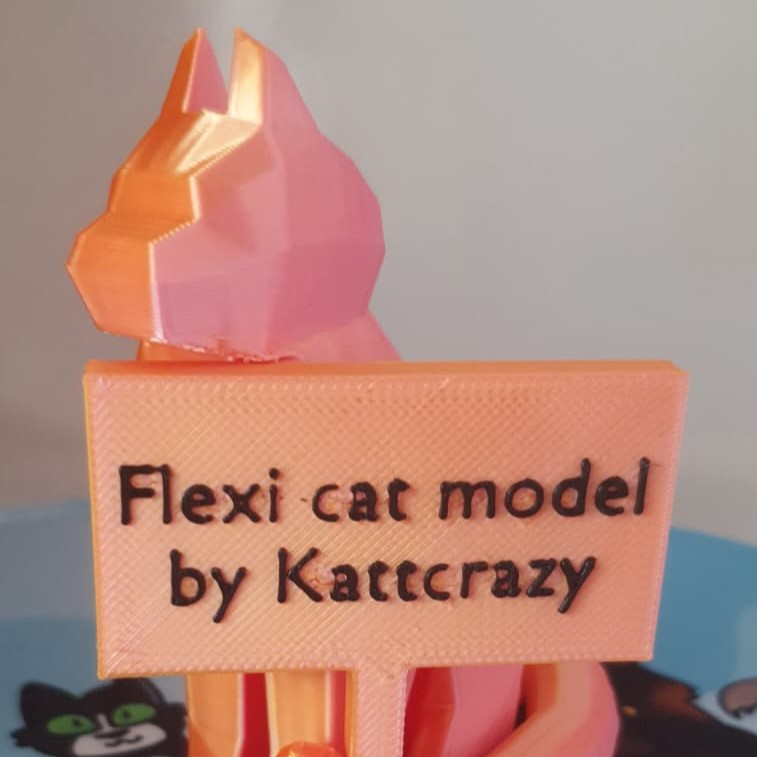 FLEXI CAT SIGN HOLDER - Low-Poly Sitting Cat Holding a Sign