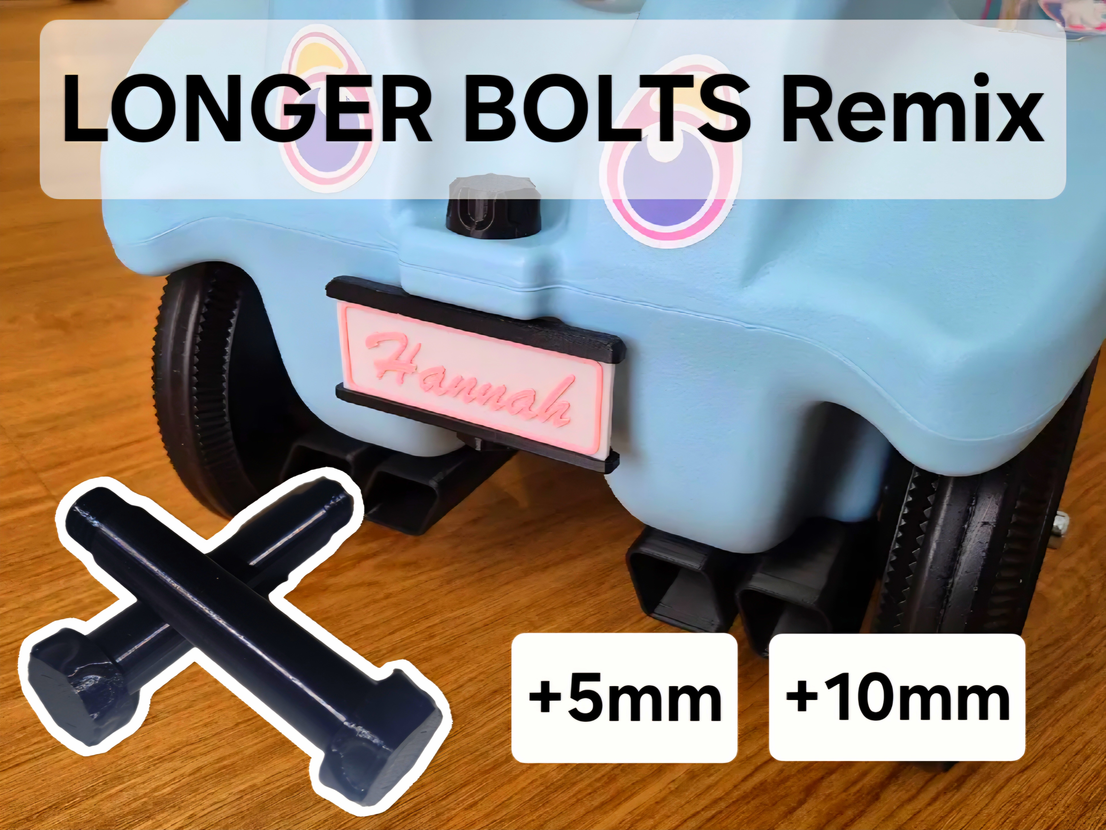 Longer Bolts Remix for Bobby Car Nameplate - License Plate - Nummernschild