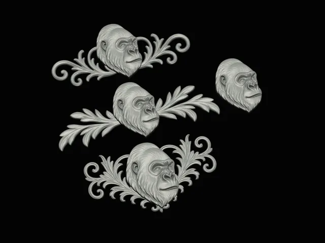 relief set monkey gorilla animal symbol model
