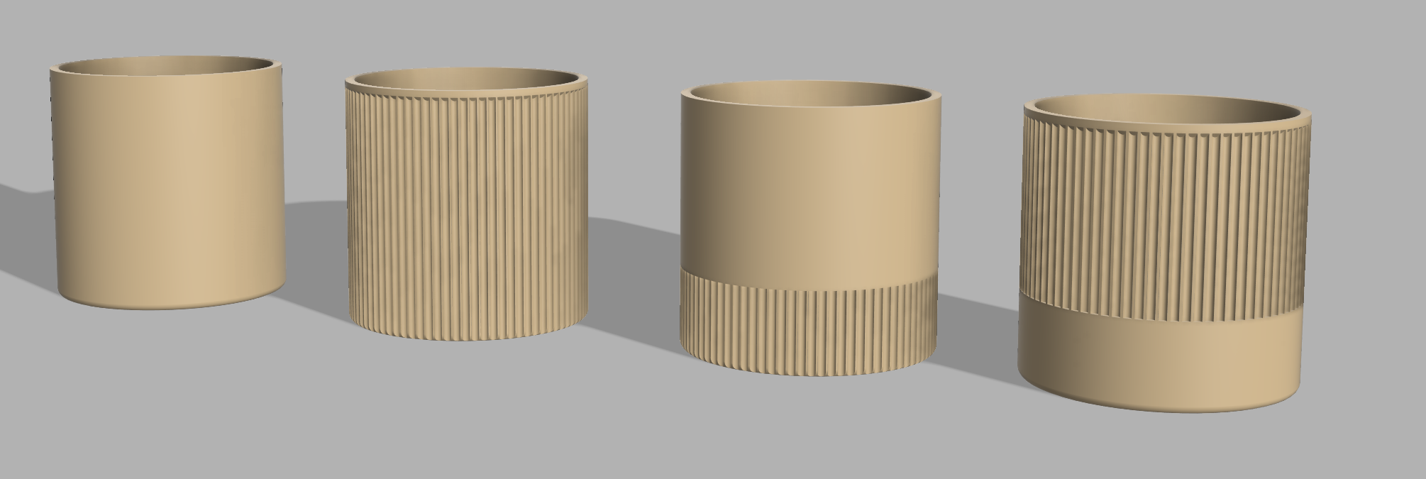 Minimalist Cylinder Planters – 4 Style Variations (Smooth & Fluted)