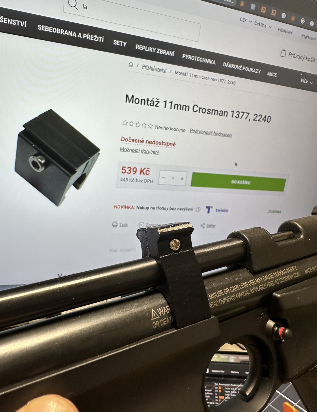 Modified Crosman Pistol Picatinny Rail Block 2-part 1377/1322 with screws - thx @FaceHaver