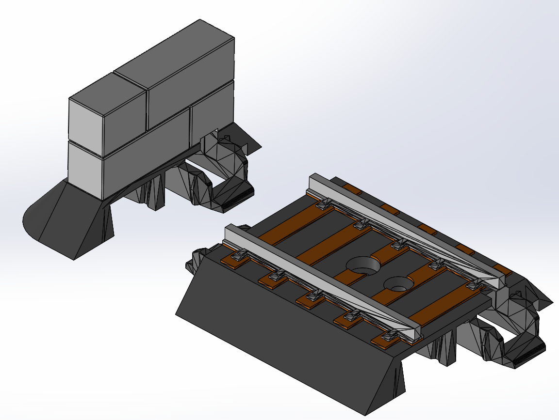 Shorter Märklin C-rail buffer stop with wall