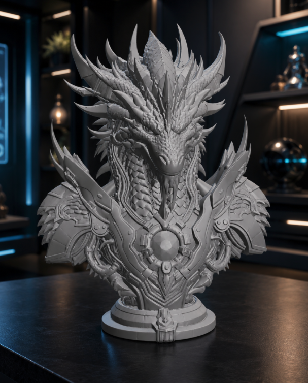 Miniatura 2 do modelo 3D Cyborg Dragon Bust