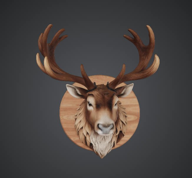Mounted Stag Head Trophy – Rustic Wildlife Wall Plaque