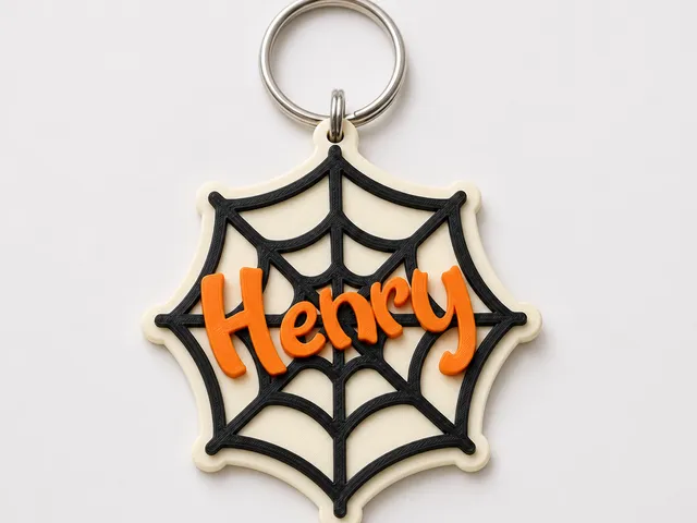 Henry's spider web name tag
